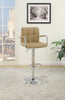 Arm Chair Style Bar Stool With Gas Lift Brown And Silver Set of 2 BM167108 - Benzara