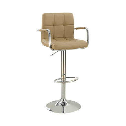 Arm Chair Style Bar Stool With Gas Lift Brown And Silver Set of 2 BM167108 - Benzara