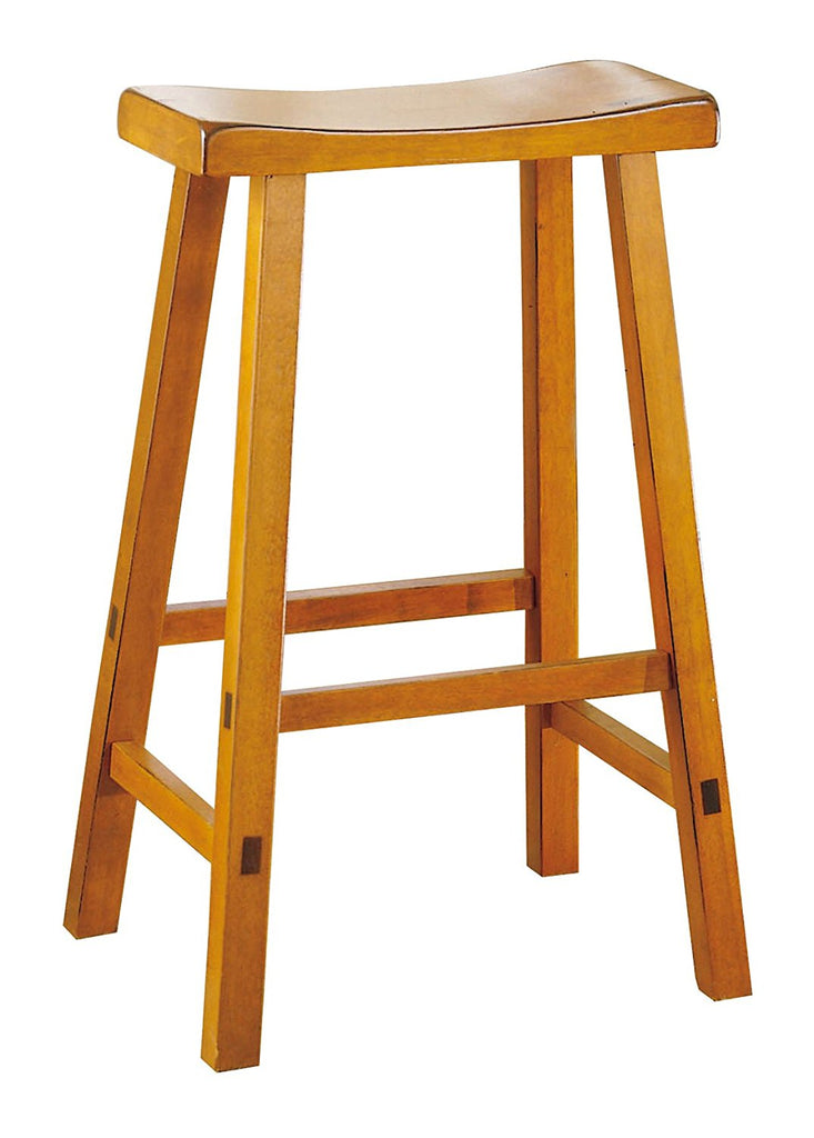 Wooden 29 in. Counter Height Stool with Saddle Seat Oak Brown Set Of 2 BM175973 - Benzara