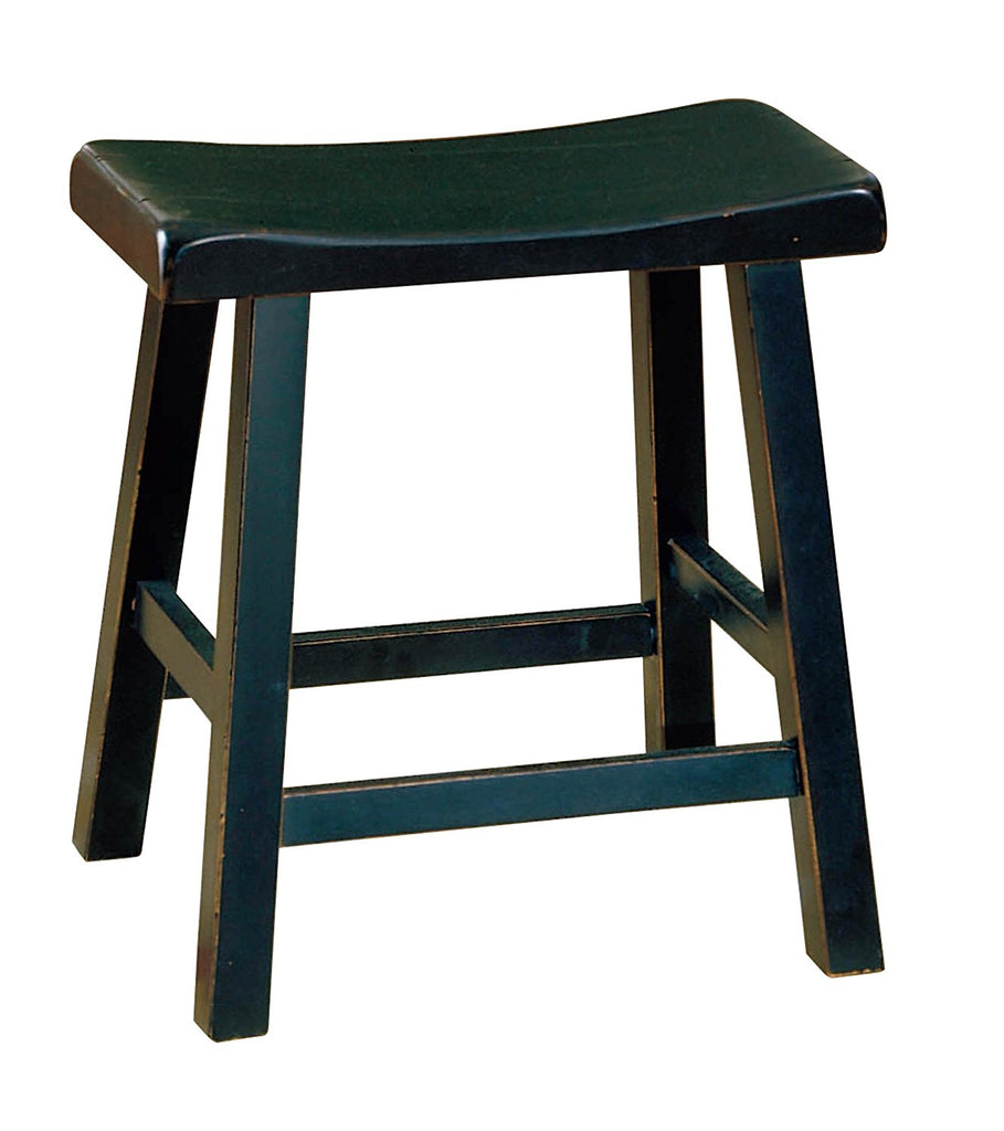 Wooden 18 in. Counter Height Stool with Saddle Seat Black Set Of 2 BM175975 - Benzara