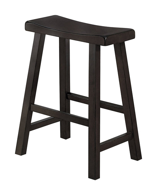 Wooden 24 in. Counter Height Stool with Saddle Seat Brown Set Of 2 BM175976 - Benzara