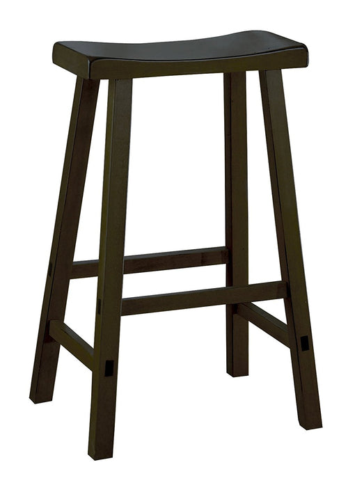 Wooden 29 in. Counter Height Stool with Saddle Seat Black Set Of 2 BM175977 - Benzara