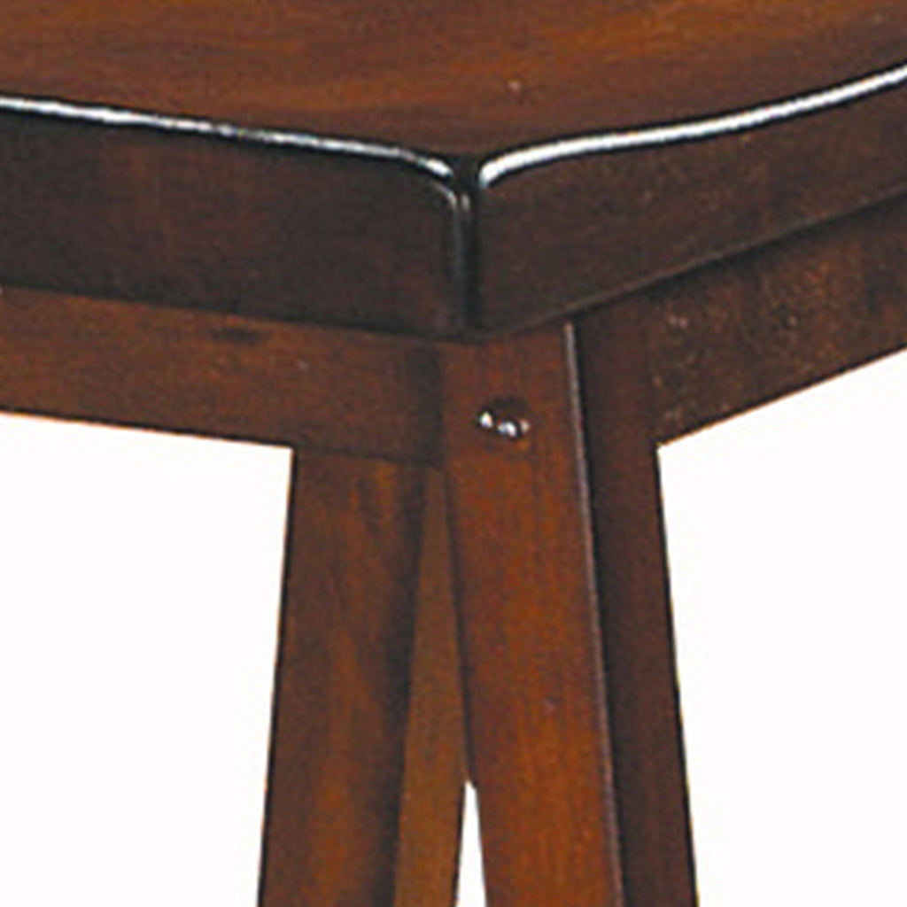 Wooden 24 in. Counter Height Stool with Saddle Seat Warm Cherry Brown Set Of 2 BM175980 - Benzara