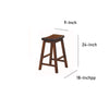 Wooden 24 in. Counter Height Stool with Saddle Seat Warm Cherry Brown Set Of 2 BM175980 - Benzara