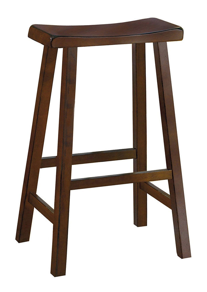 Wooden 29 in. Counter Height Stool with Saddle Seat Cherry Brown Set Of 2 BM175981 - Benzara