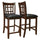 Lattice Back 24 in. Wooden Counter Height Chair with Leatherette Seat Set of 2 Brown and Black BM185284 - Benzara