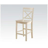 Transitional style Wooden Counter Height Chair with Cross Back Set of 2 Cream BM186214 - Benzara