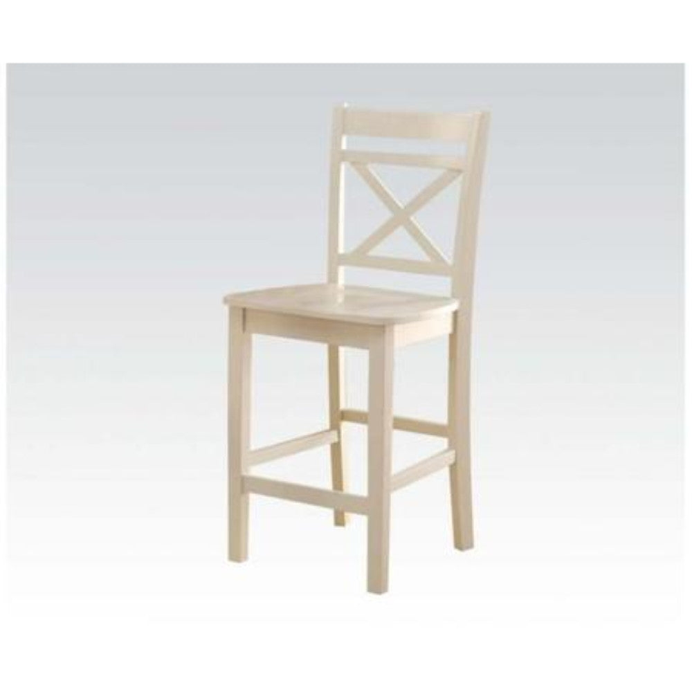 Transitional style Wooden Counter Height Chair with Cross Back Set of 2 Cream BM186214 - Benzara