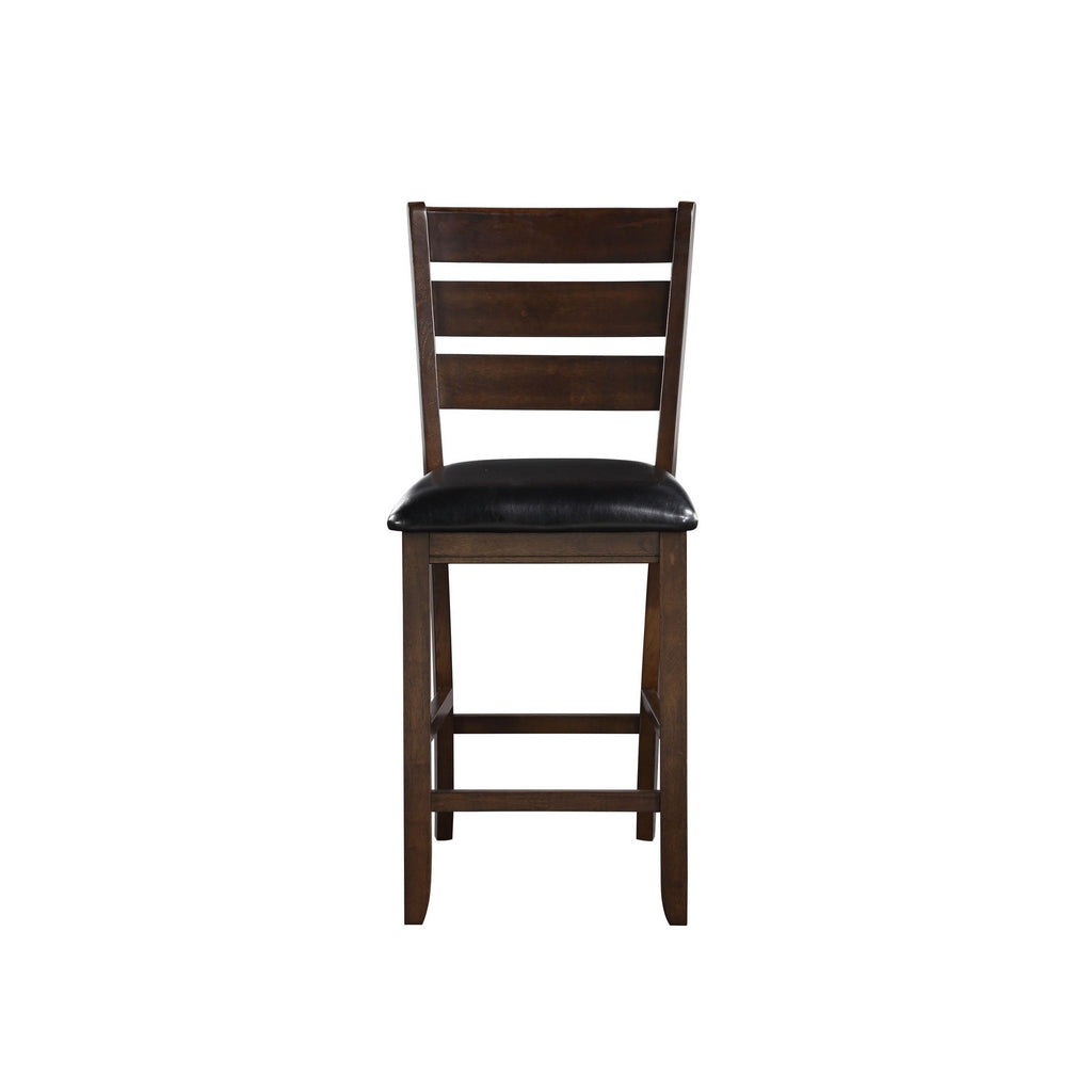 Wooden Counter Height Chair with Leatherette seat Set of 2 Black and Brown BM186229 - Benzara