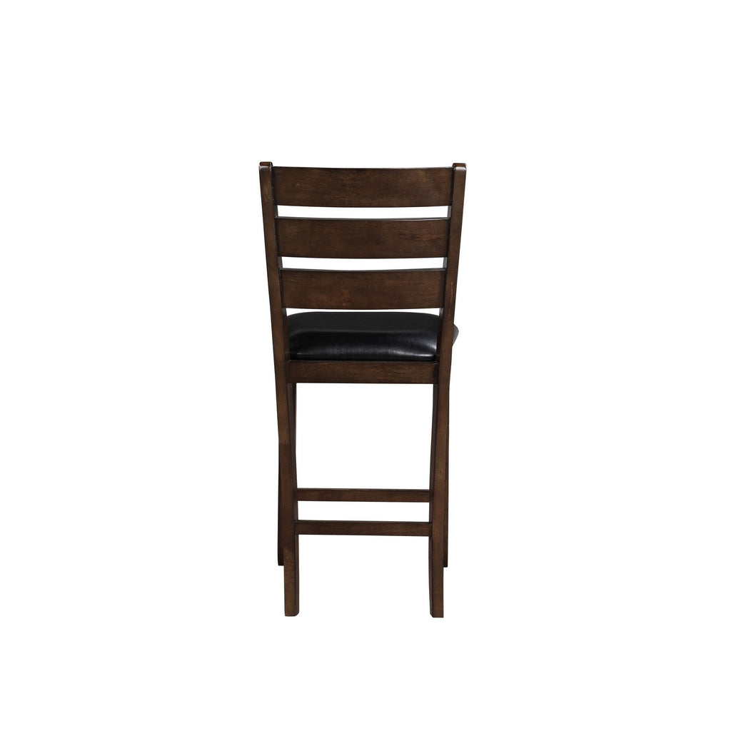 Wooden Counter Height Chair with Leatherette seat Set of 2 Black and Brown BM186229 - Benzara