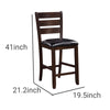 Wooden Counter Height Chair with Leatherette seat Set of 2 Black and Brown BM186229 - Benzara