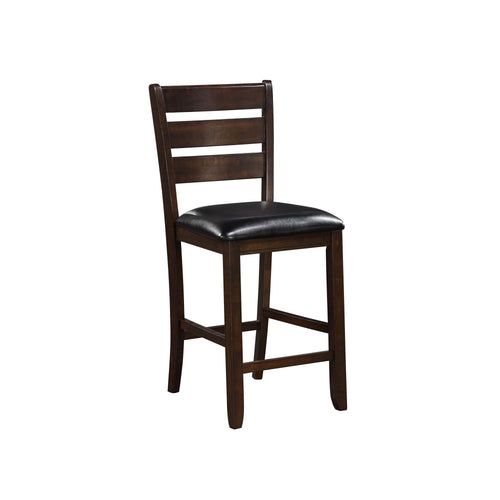 Wooden Counter Height Chair with Leatherette seat Set of 2 Black and Brown BM186229 - Benzara