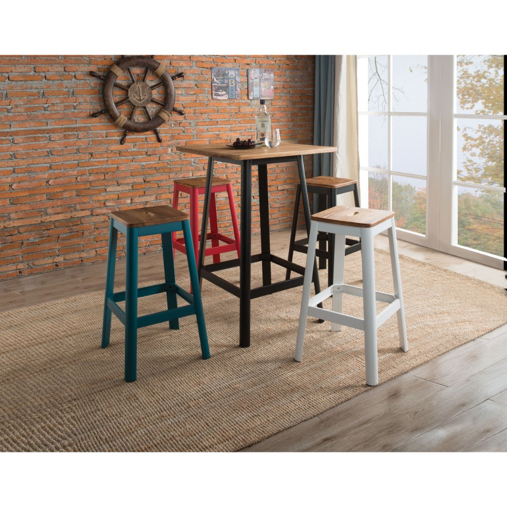 Transitional Square Shaped Wooden Bar Table With Metal Base Black and Brown BM186907 - Benzara