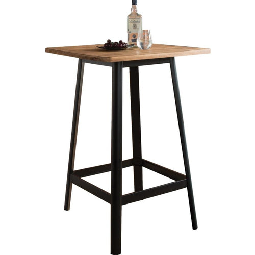 Transitional Square Shaped Wooden Bar Table With Metal Base Black and Brown BM186907 - Benzara