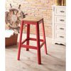 Industrial Style Metal Frame and Wooden Bar Stool Brown and Red BM186911 - Benzara