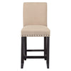 Fabric Upholstered Wooden Counter Height Stool with Nail head Trim Set of 2  Brown BM187613 - Benzara