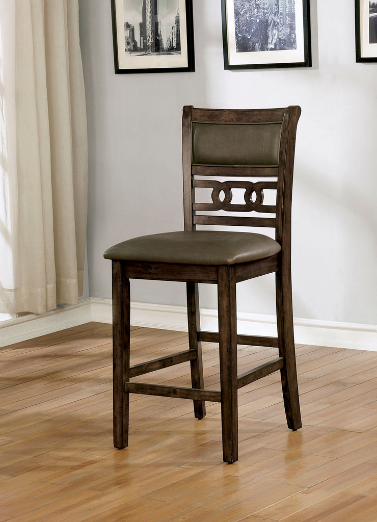 Leatherette Upholstered Solid Wood Counter Height Side Chair Brown Pack of Two BM188325 - Benzara