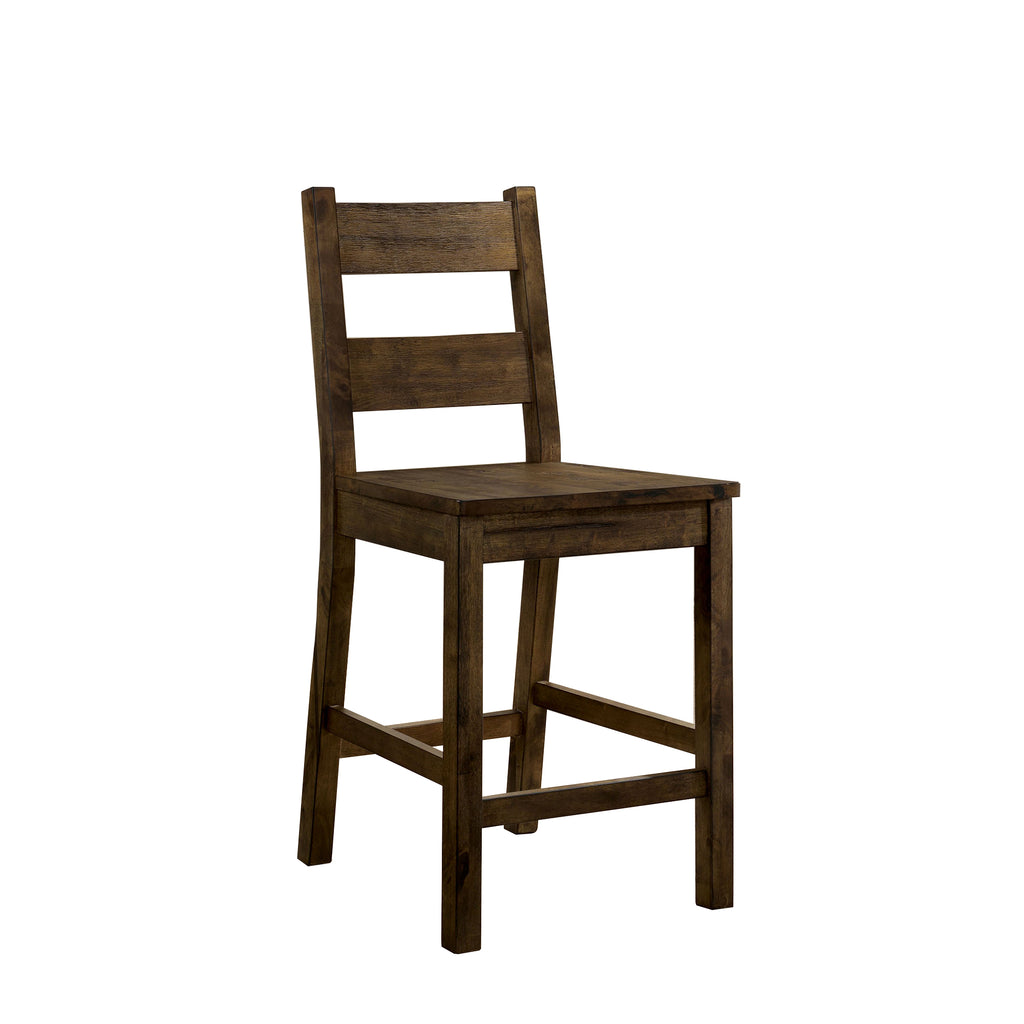 Rustic Style Solid Wood Counter Height Side Chair Brown Pack of Two BM188327 - Benzara