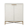 Honeycomb Design 2 Door Bar Cabinet with Metal Legs White BM206689 - Benzara