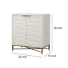 Honeycomb Design 2 Door Bar Cabinet with Metal Legs White BM206689 - Benzara