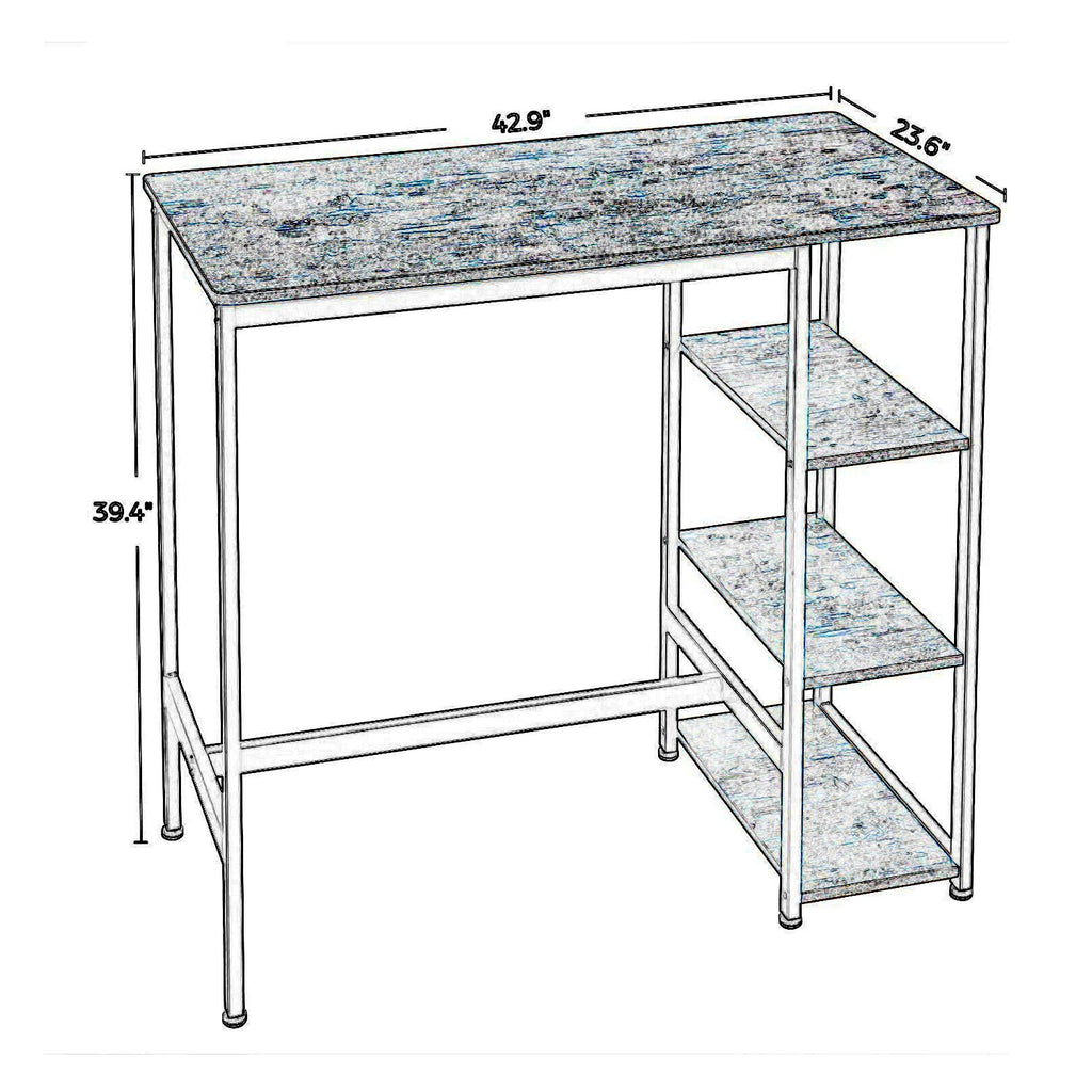Wood and Metal Frame Bar Counter with 3 Shelves Rustic Brown and Black BM217106 - Benzara