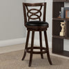 29 in. Swivel Bar Stool with Upholstered Seat Black And Brown Set of 2 BM69024 - Benzara