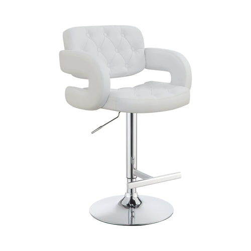 Modern Style Adjustable Height Bar Stool White BM69049 - Benzara