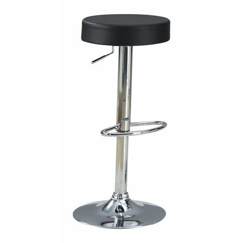 30 Inch Backless Adjustable Bar Stool Black Vegan Faux LeatherChrome Base BM69050 - Benzara
