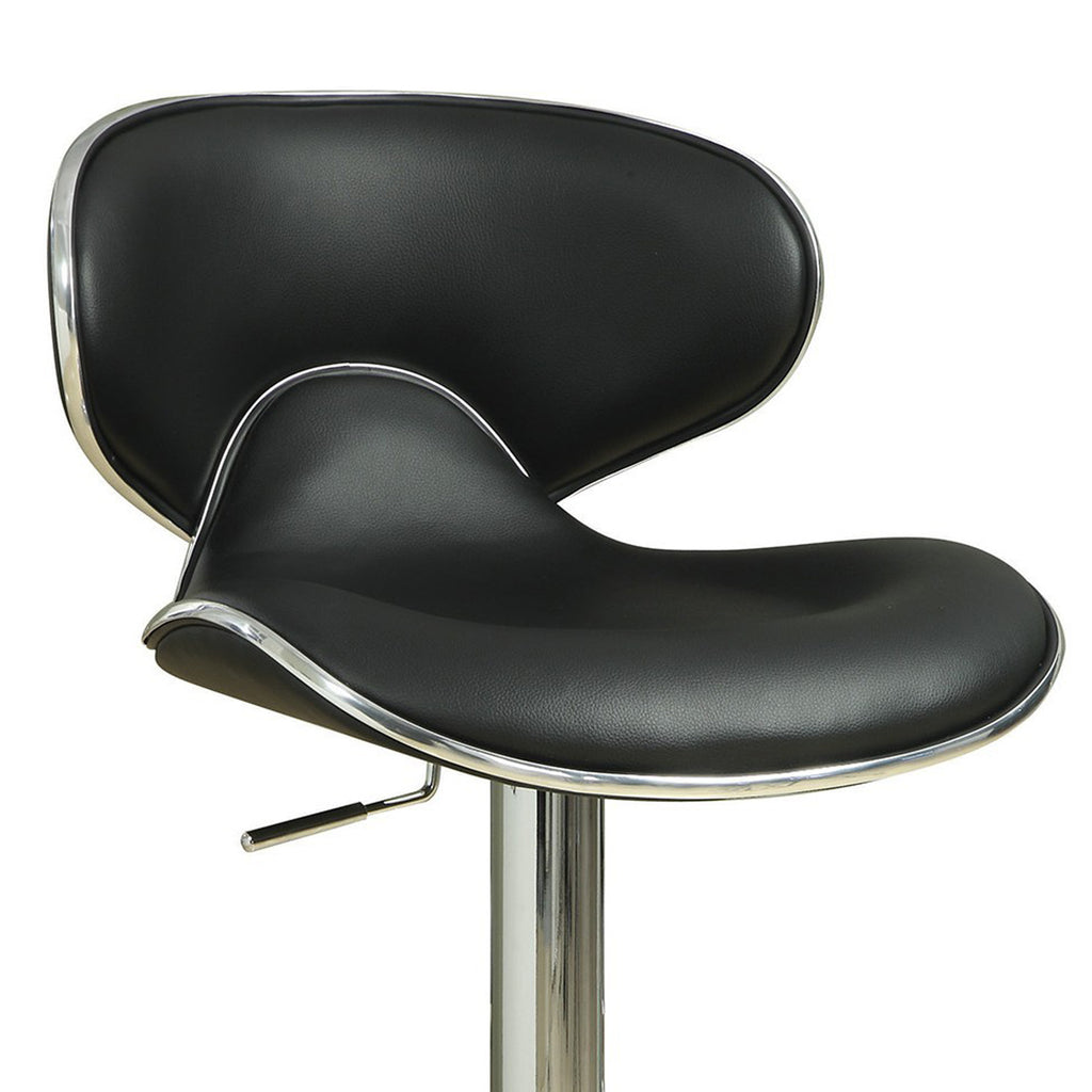 Swivel Adjustable Bar Stool Black Set of 2 BM69369 - Benzara