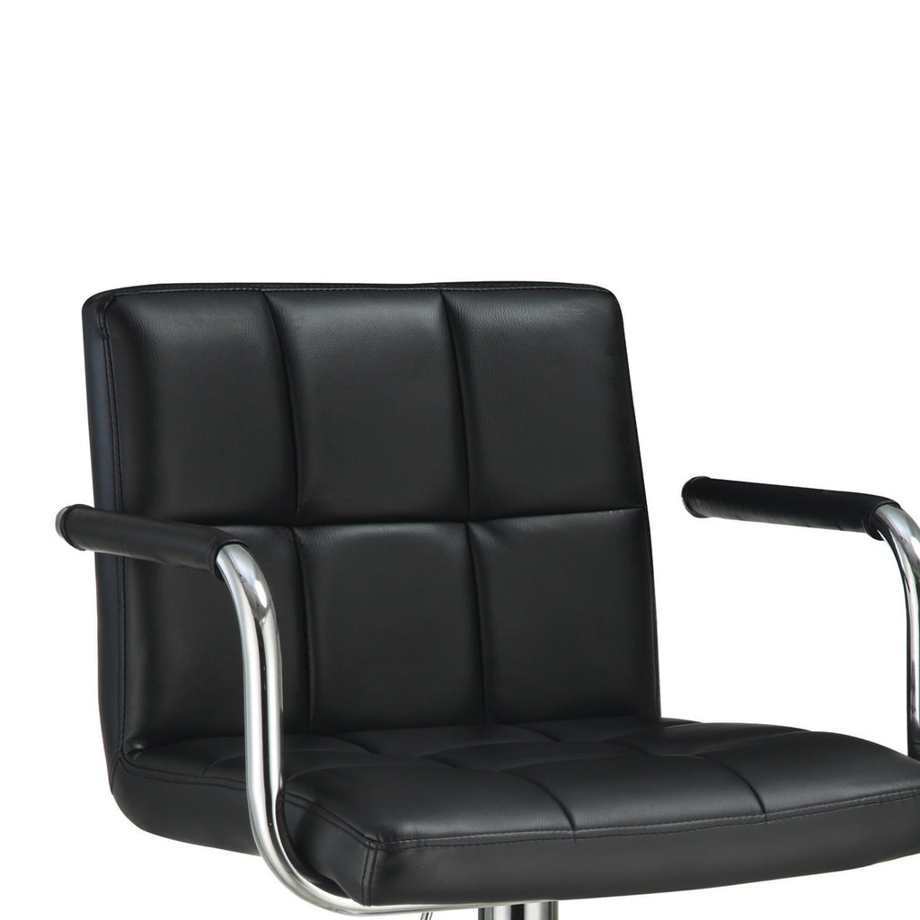 Grid Adjustable Swiveling Bar Stool Black BM69390 - Benzara