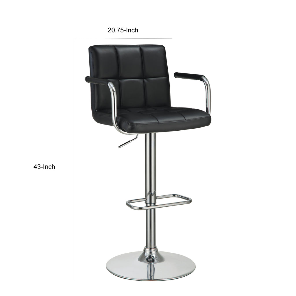 Grid Adjustable Swiveling Bar Stool Black BM69390 - Benzara