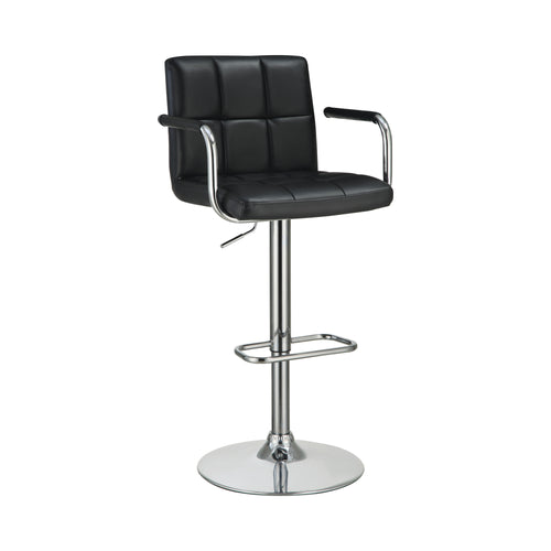 Grid Adjustable Swiveling Bar Stool Black BM69390 - Benzara