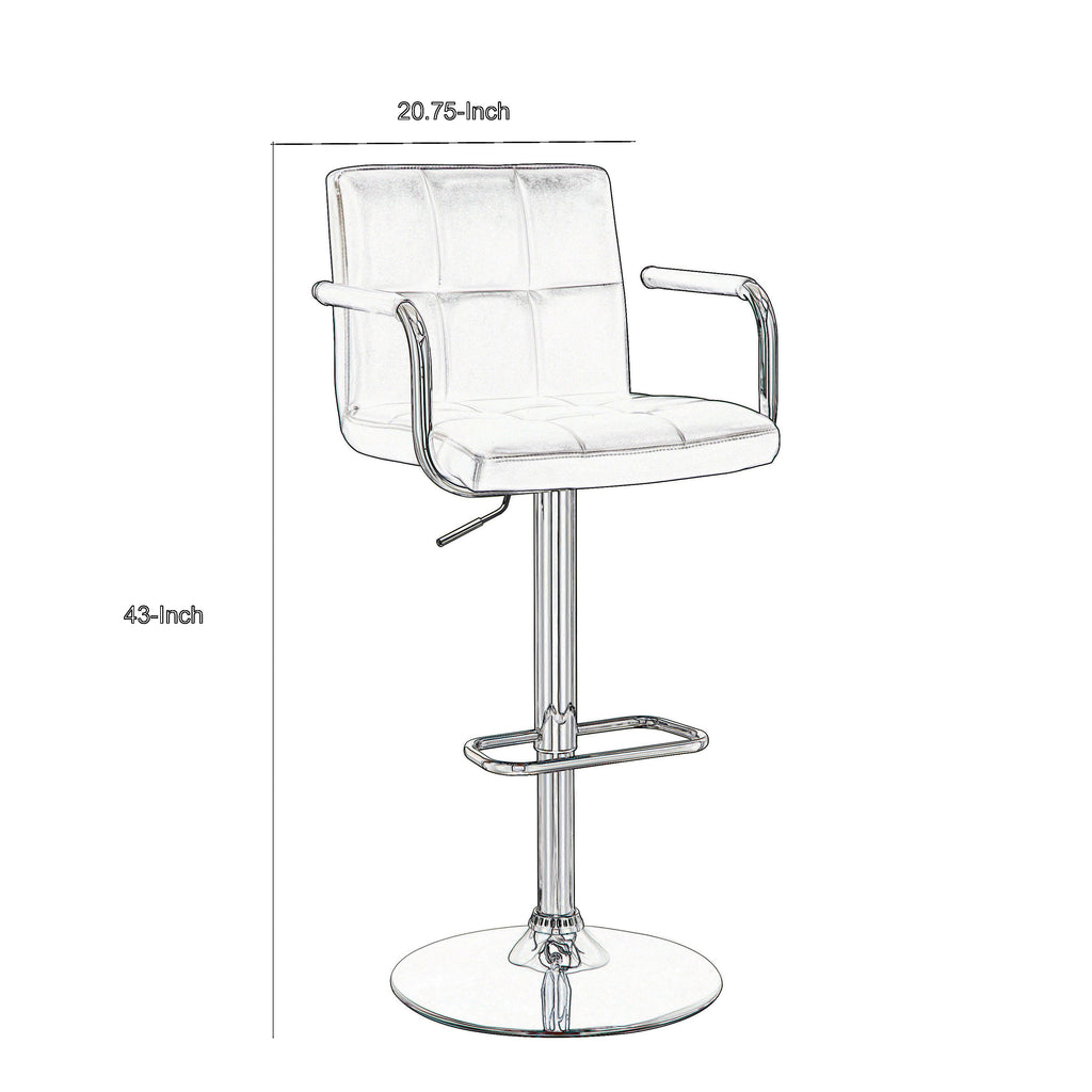 Grid Adjustable Swiveling Bar Stool Grey BM69391 - Benzara