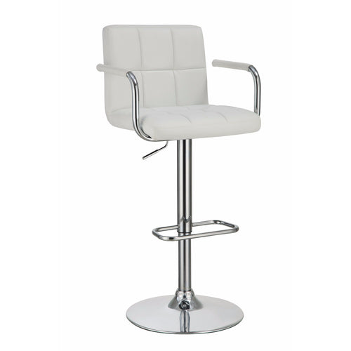 Grid Adjustable Swiveling Bar Stool White BM69392 - Benzara