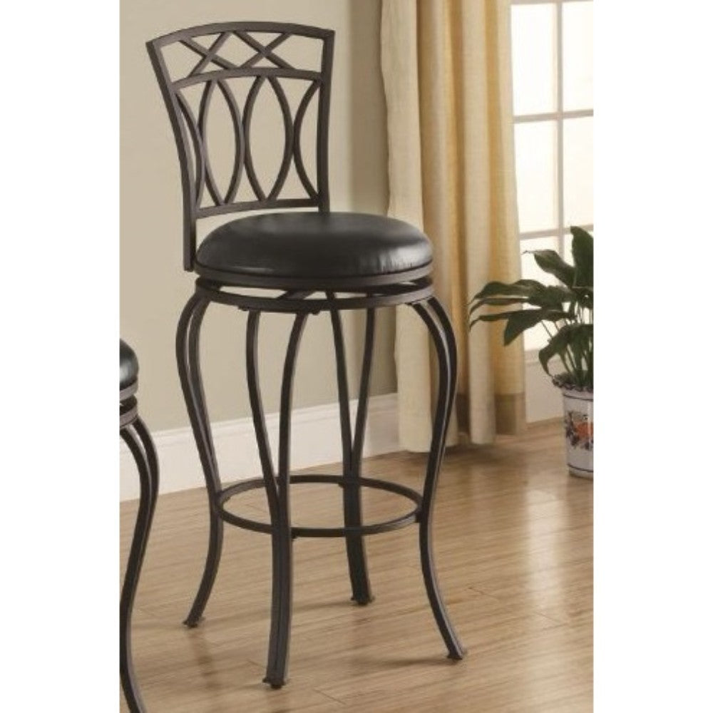 Elegant Metal Barstool with Black Faux Leather Seat BM69402 - Benzara