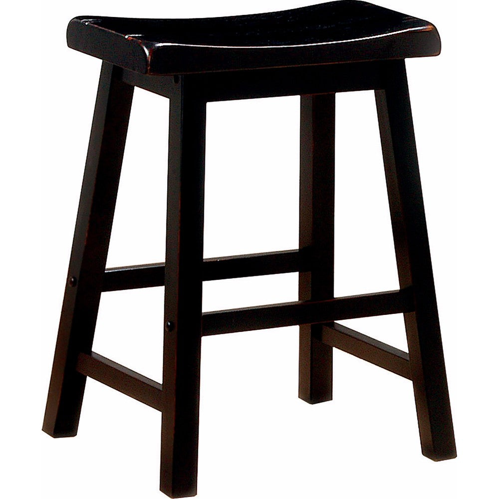 Wooden Casual Counter Height Stool Dark Brown Set of 2 BM69425 - Benzara
