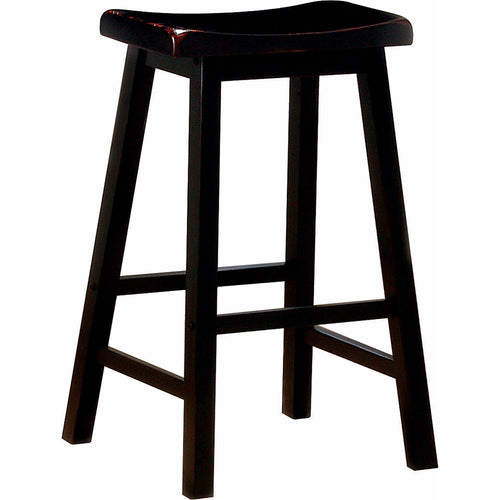 Wooden Casual Bar Height Stool Dark Brown Set of 2 BM69426 - Benzara