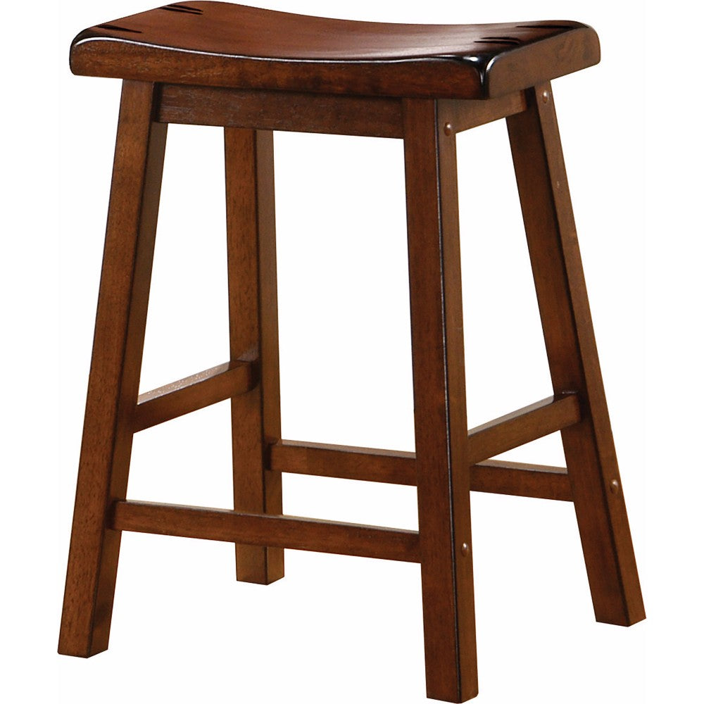 Wooden Casual Counter Height Stool Chestnut Brown Set of 2 BM69427 - Benzara
