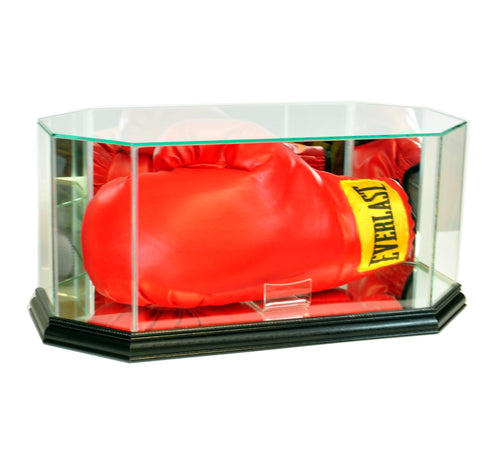 Octagon Glass Full Size Boxing Glove Display Case with Black Moulding