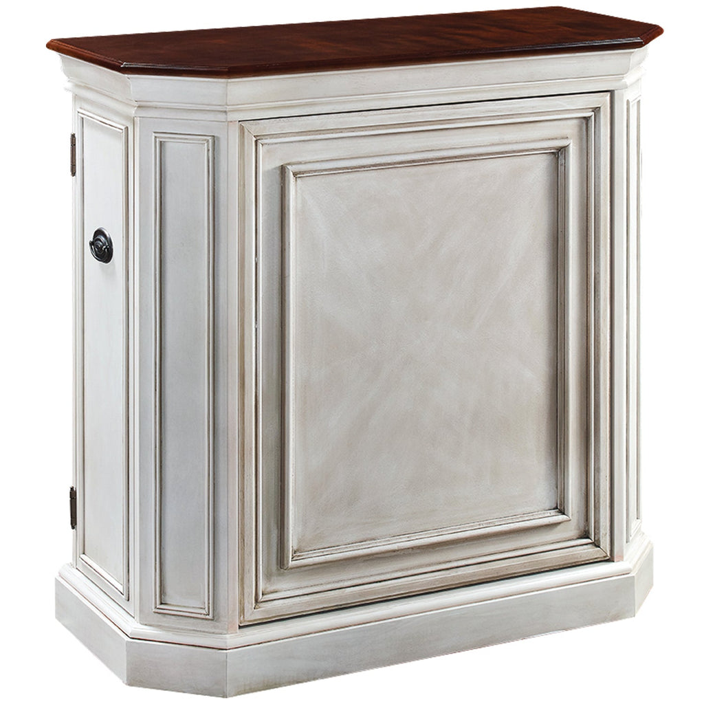 BAR CABINET W/ SPINDLE - ANTIQUE WHITE
