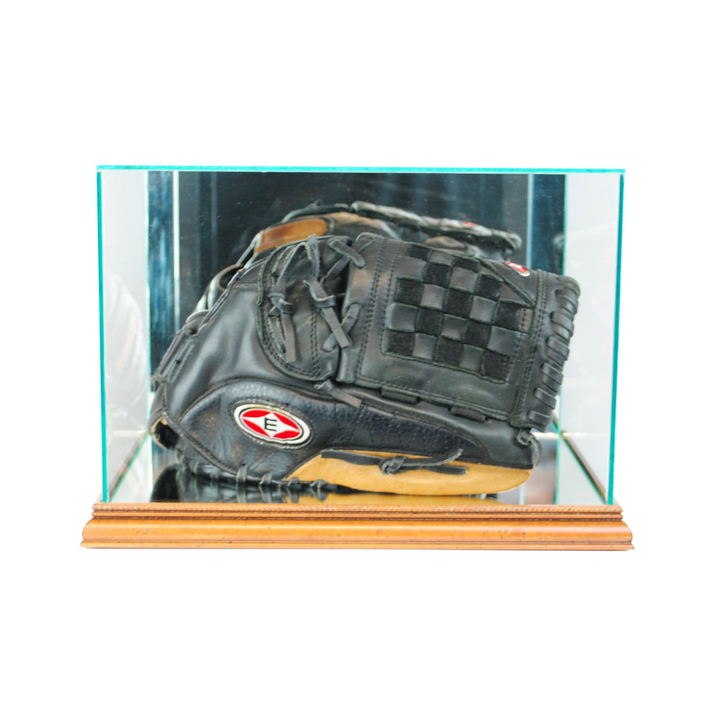 Rectangle Baseball Glove Display Case with Walnut Moulding