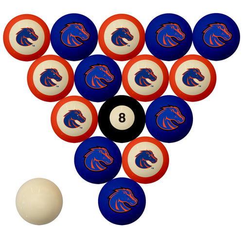 BOISE STATE SCHOOL COLOR NUMBERED BILLIARD BALL SET BLUE SOLID/ORANGE STRIPE - BSTBBS200N