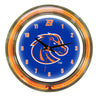BOISE STATE NEON WALL CLOCK - 14'' BLUE FACE / ORANGE NEON - BSTNWC200-14