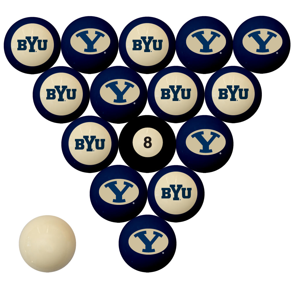 BRIGHAM YOUNG SCHOOL COLOR NUMBERED BILLIARD BALL SET BLUE SOLID/BLUE STRIPE - BYUBBS100N