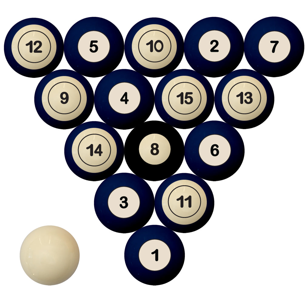 BRIGHAM YOUNG SCHOOL COLOR NUMBERED BILLIARD BALL SET BLUE SOLID/BLUE STRIPE - BYUBBS100N