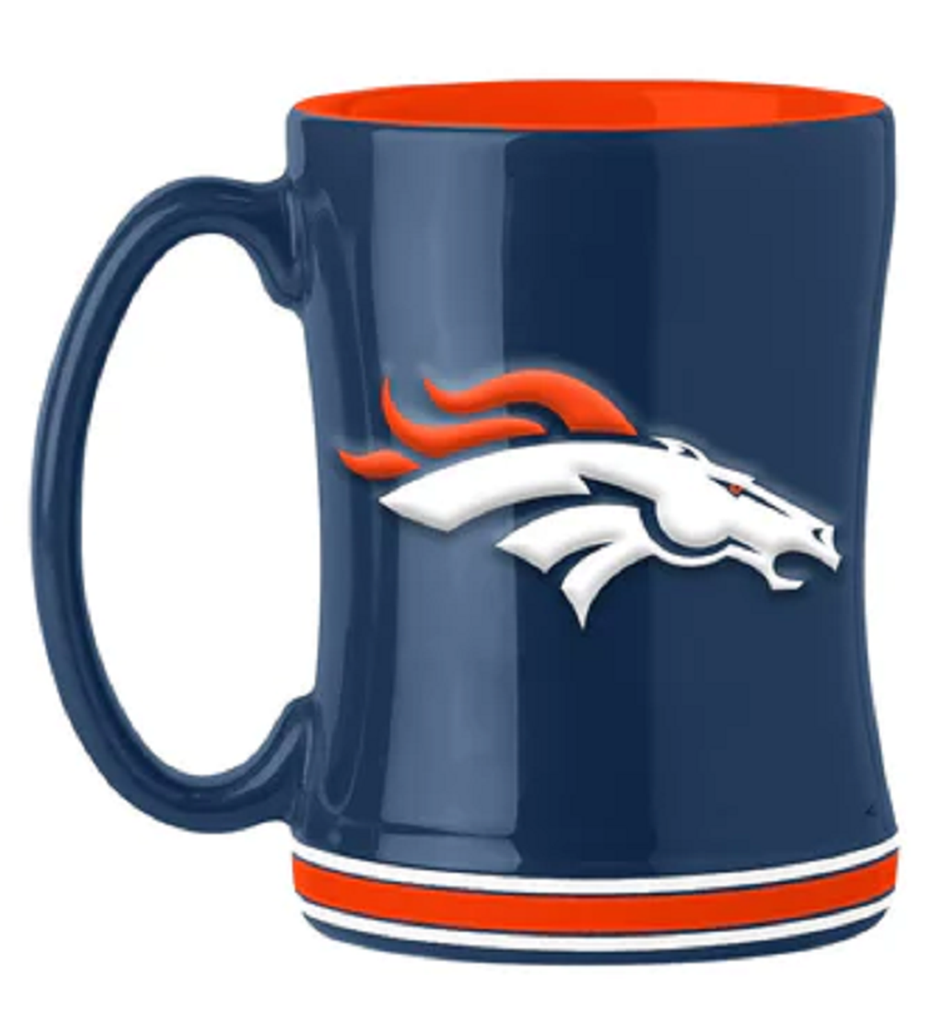 Denver Broncos Coffee Mug 14oz Sculpted Relief Team Color - Logo Brands