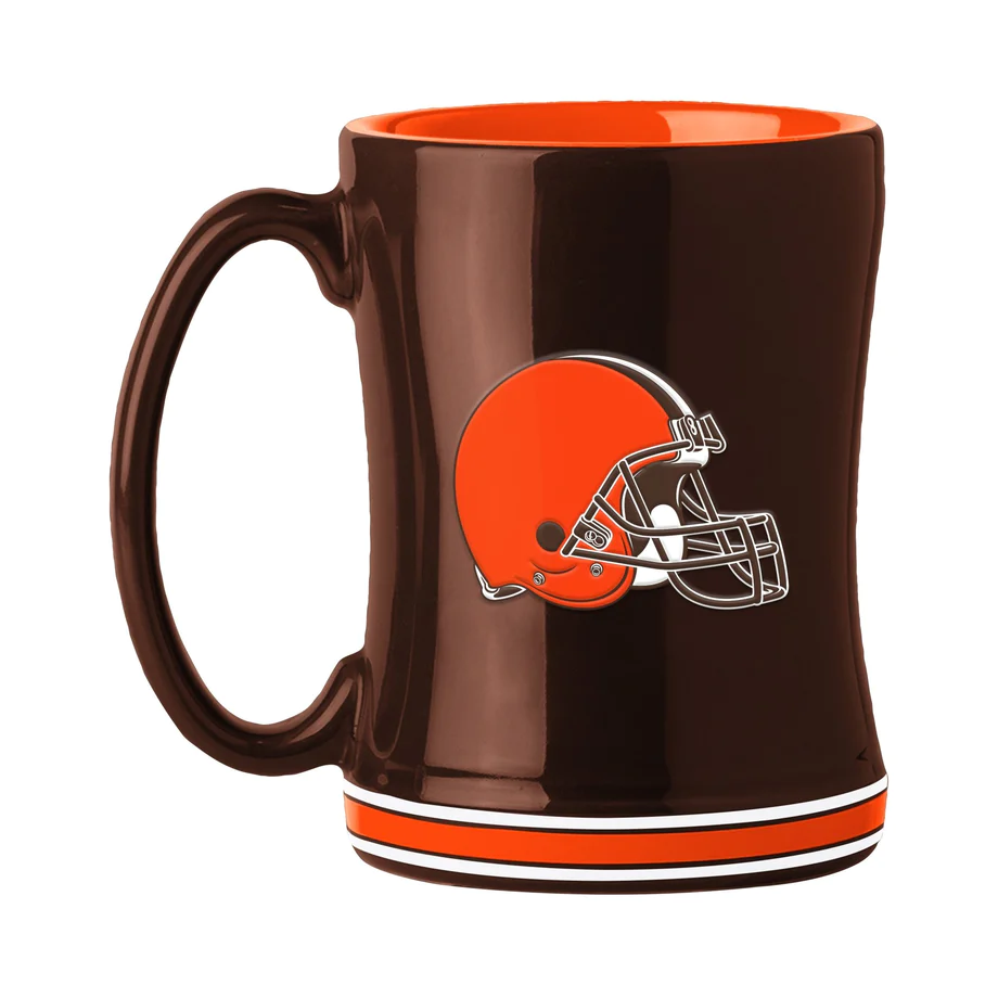 Cleveland Browns Coffee Mug 14oz Sculpted Relief Team Color - Logo Brands