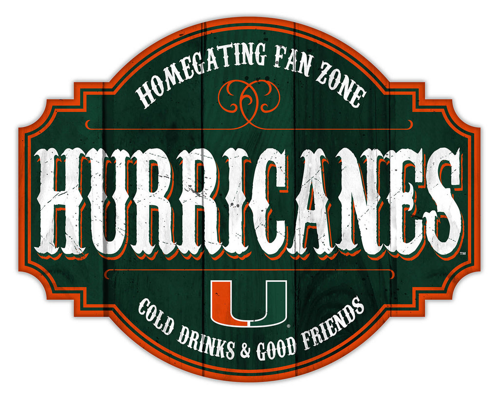 Miami Hurricanes Sign Wood 12 Inch Homegating Tavern - Fan Creations