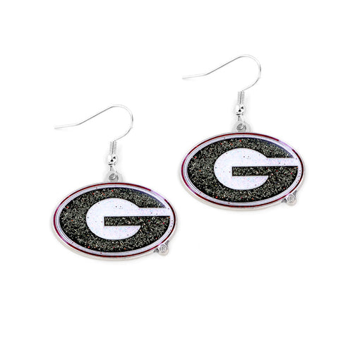 Georgia Bulldogs Earrings Glitter Dazzle - Aminco