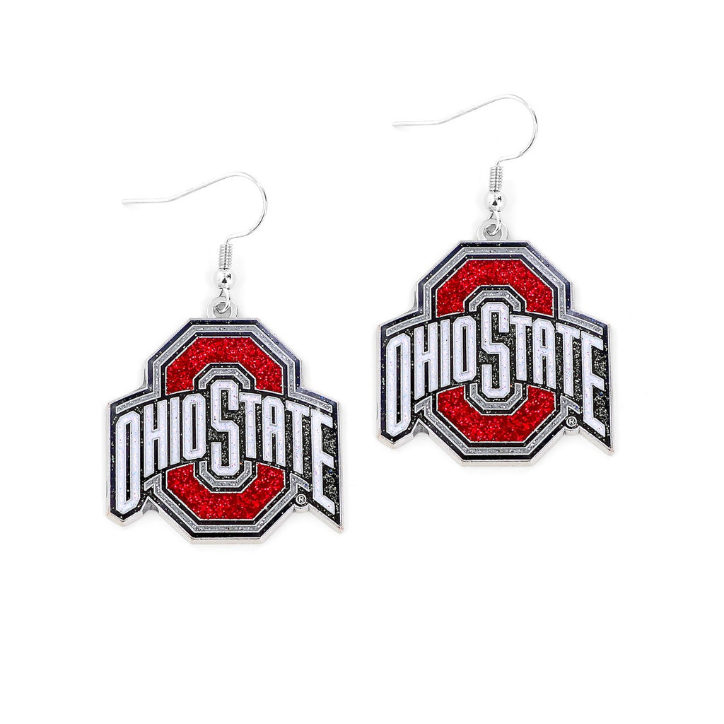 Ohio State Buckeyes Earrings Glitter Dazzle - Aminco